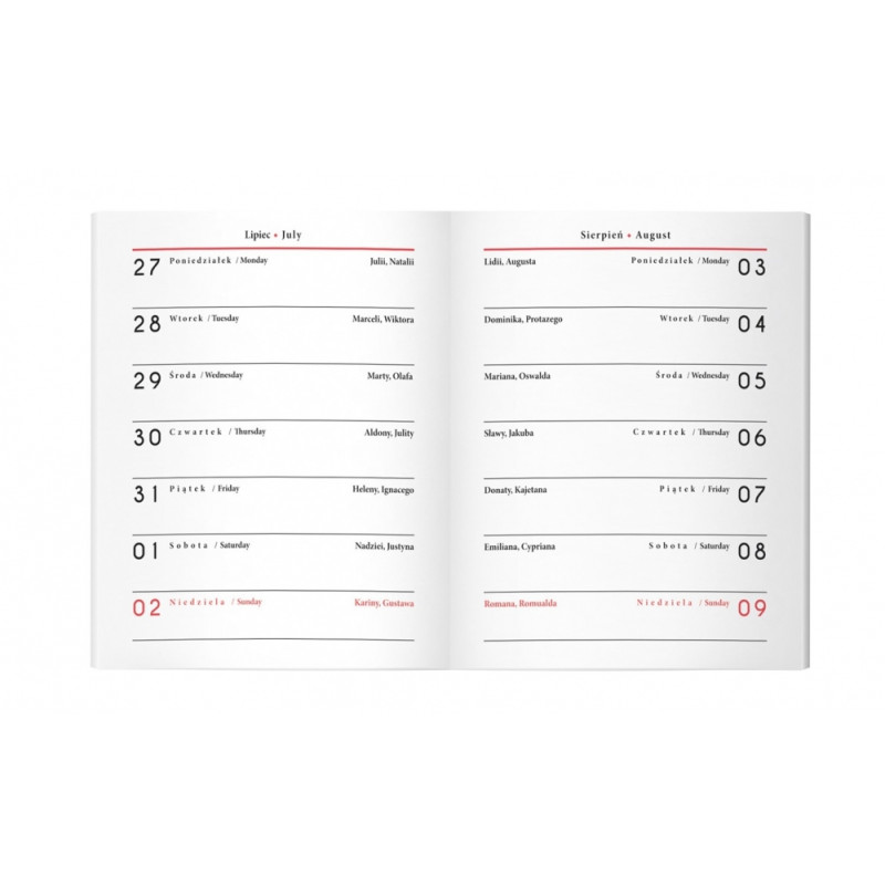 Kalendarz książkowy 2026 A7 One Color INTERDRUK