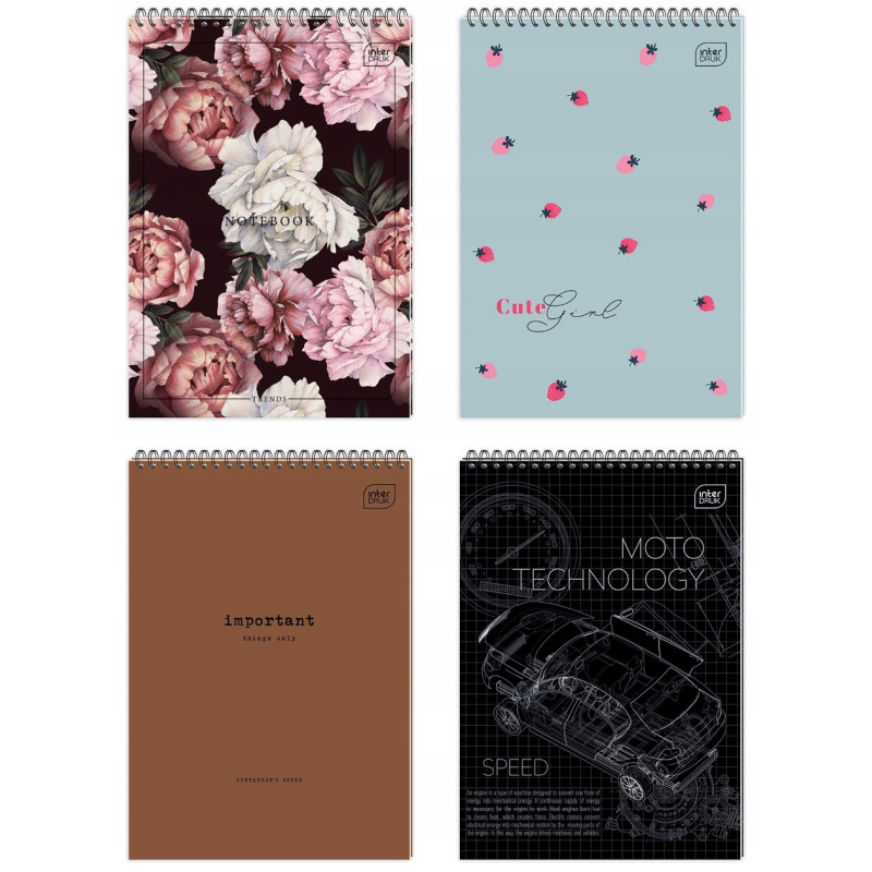 Kołonotatnik A5 100k kratka spirala góra INTERDRUK