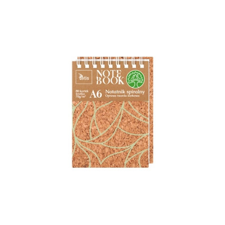 Kołonotatnik A6 80k kratka oprawa korkowa 70g KB050-KA6 TETIS