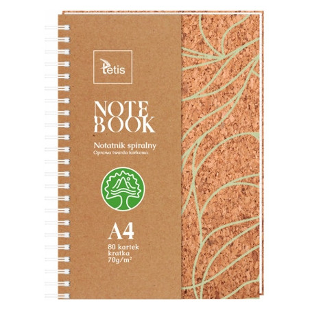 Kołonotatnik A4 80k kratka oprawa korkowa 70g. KB050-KA4 TETIS