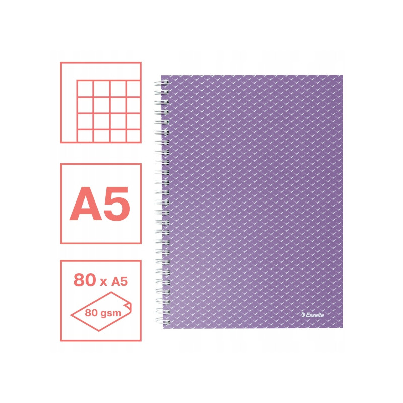 Kołonotatnik Colour`Breeze A5 w kratkę lawendowy 628469 ESSELTE