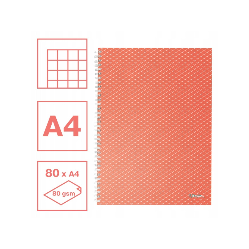 Kołonotatnik Colour`Breeze A4 w kratkę koralowy 628478 ESSELTE