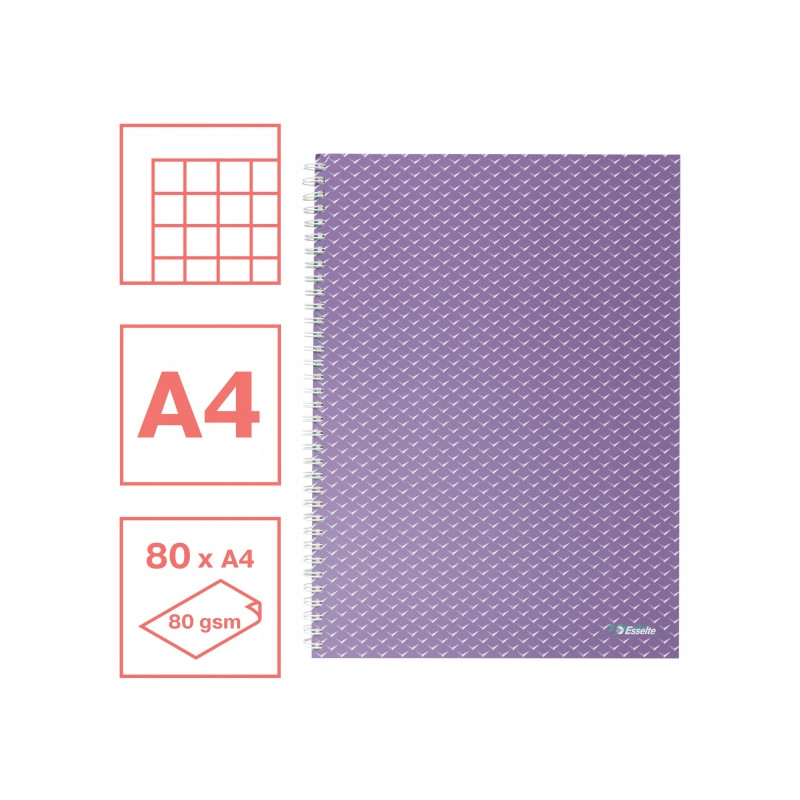 Kołonotatnik Colour`Breeze A4 w kratkę lawendowy 628479 ESSELTE