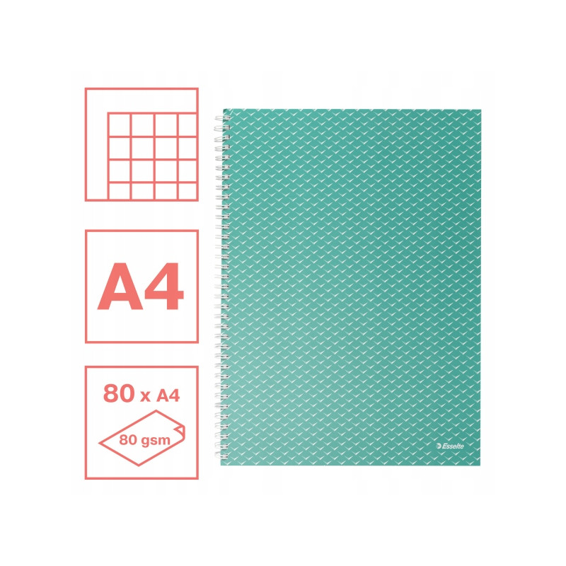 Kołonotatnik Colour`Breeze A4 w kratkę zielony 628477 ESSELTE