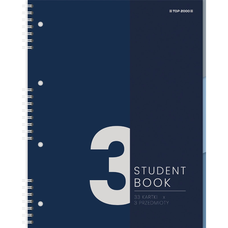 Kołozeszyt A5 100k kratka 3 przedmioty STUDENT BOOK 400179522 TOP 2000