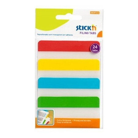Przekładki indeksujące przeźroczyste 38x76mm 4 kolory 21609 STICK'N