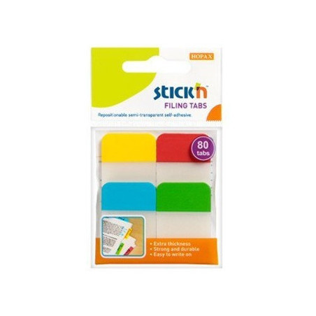 Przekładki indeksujące przeźroczyste 38x25mm 4 kolory 21607 STICK'N
