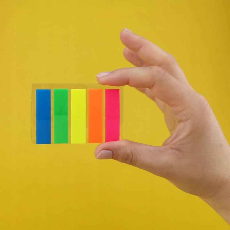 Zakładki indeksujące 45x12mm D.RECT 5x25 sztuk do organizacji dokumentów 009354