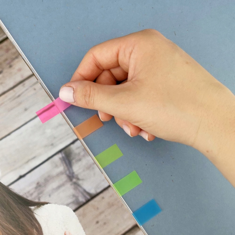 Zakładki indeksujące 45x12mm D.RECT 5x25 sztuk do organizacji dokumentów 009354