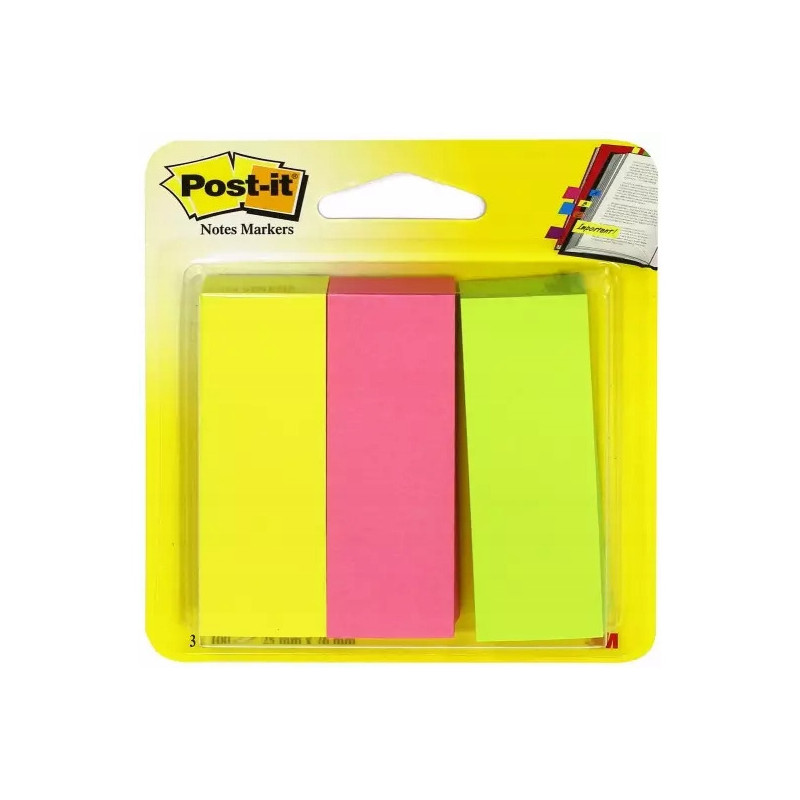 Znaczniki samoprzylepne POST-IT 26x76mm 671/3 neonowe 3x100 3M