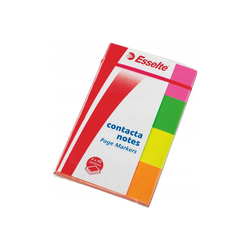 Zakładki samoprzlepne ESSELTE neon (4x50 kartek) 20x50mm 4 kolory 83019