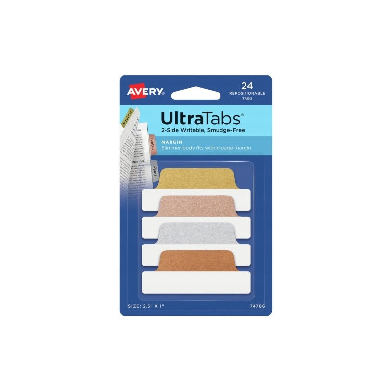 Zakładki indeksujące samoprzylepne 63,5x25,4mm metaliczne z wzorem Ultra Tabs 74786 AVERY ZWECKFORM