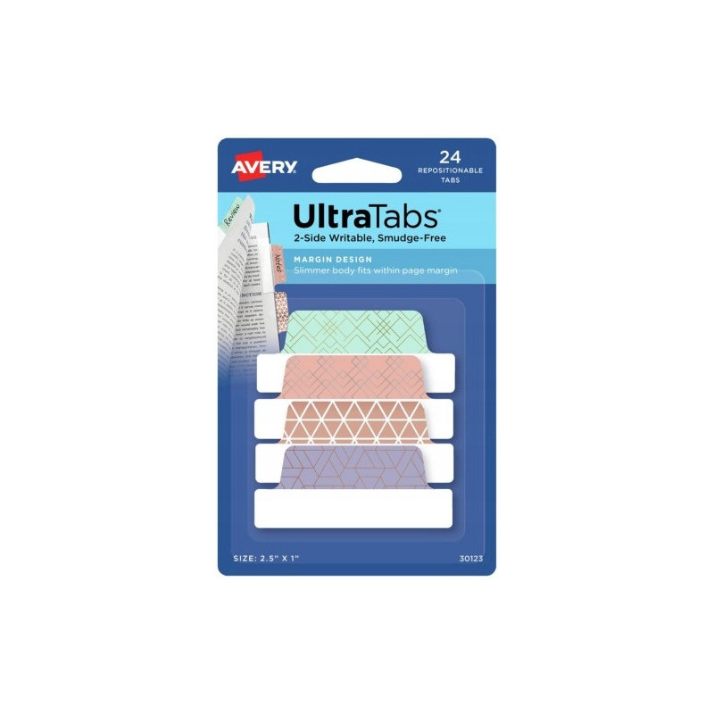 Zakładki indeksujące samoprzylepne 63,5x25,4mm kolorowe ze wzorem Ultra Tabs 30123 AVERY ZWECKFORM