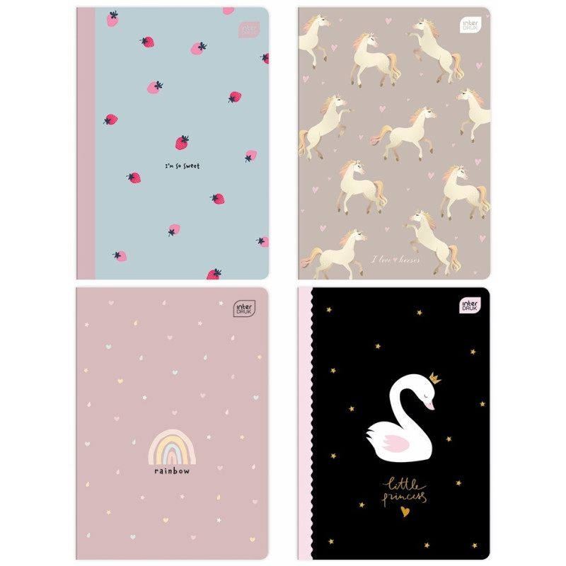 Zeszyt A5 32k 3linia kolorowa UV GIRLS mix INTERDRUK