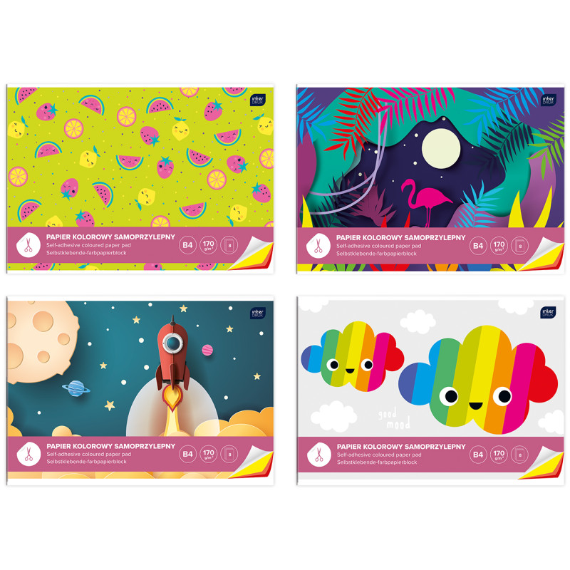 Zeszyt papierów kolorowych B4 samoprzylepnych INTERDRUK
