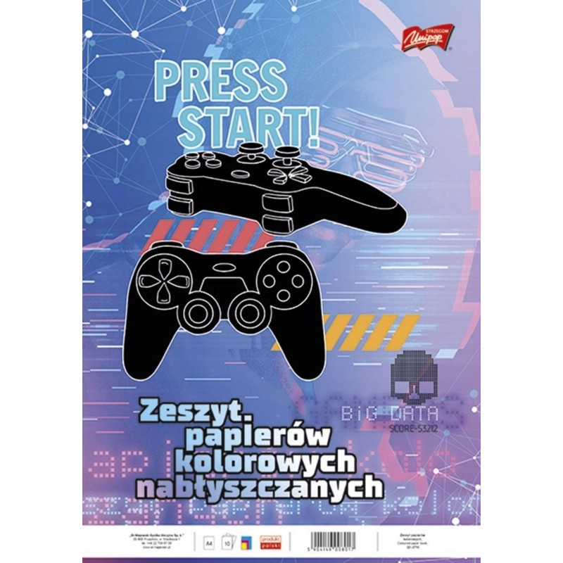 Zeszyt papierów kolorowych A4 10k nabłyszczany UNIPAP