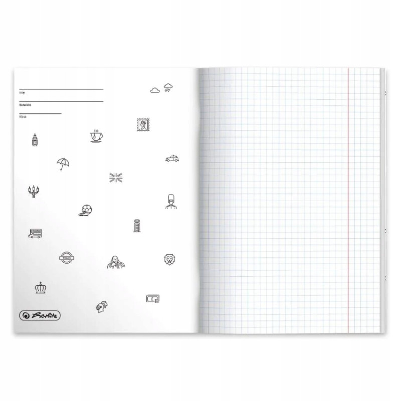 Zeszyt szkolny przedmiotowy A5 60 kartek w kratkę 70g JĘZYK ANGIELSKI 9577388 HERLITZ