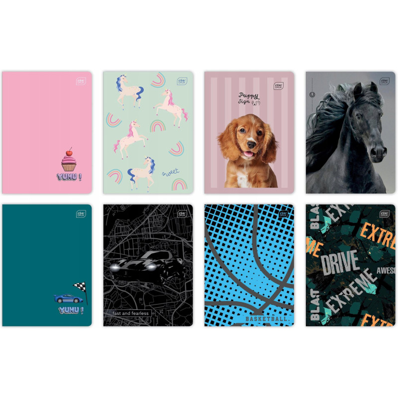 Zeszyt A5 32k linia UV mix wzorów INTERDRUK