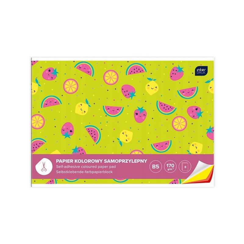Zeszyt papierów kolorowych B5 8k samoprzylepnych INTERDRUK