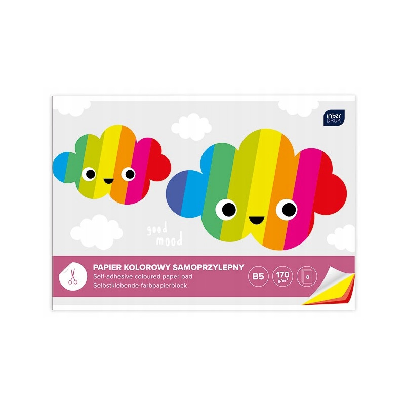 Zeszyt papierów kolorowych B5 8k samoprzylepnych INTERDRUK