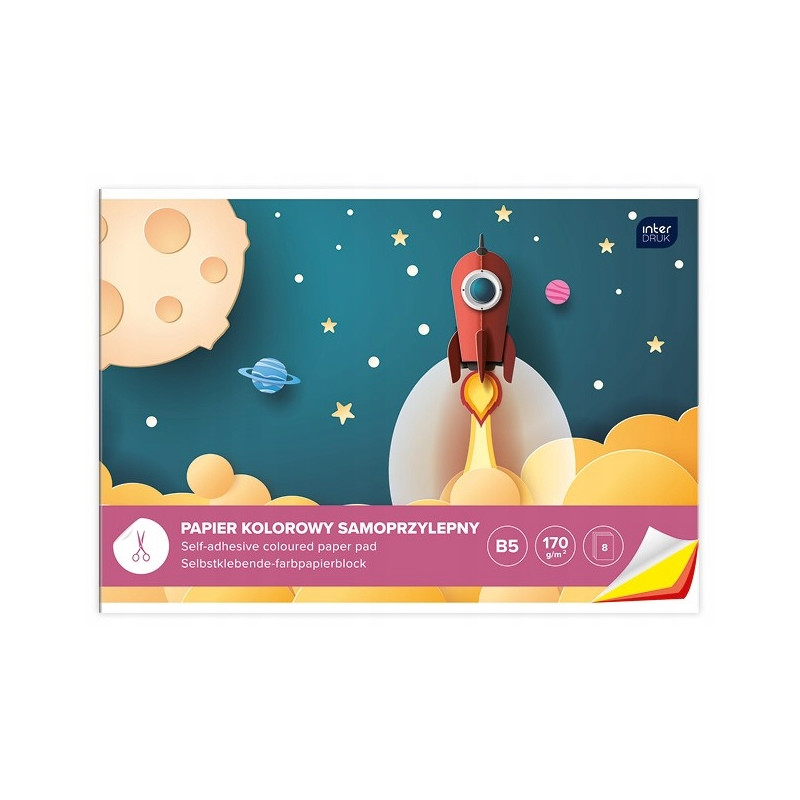 Zeszyt papierów kolorowych B5 8k samoprzylepnych INTERDRUK