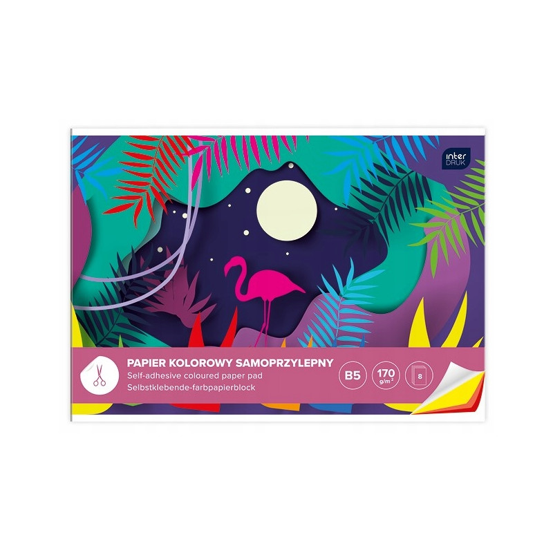 Zeszyt papierów kolorowych B5 8k samoprzylepnych INTERDRUK