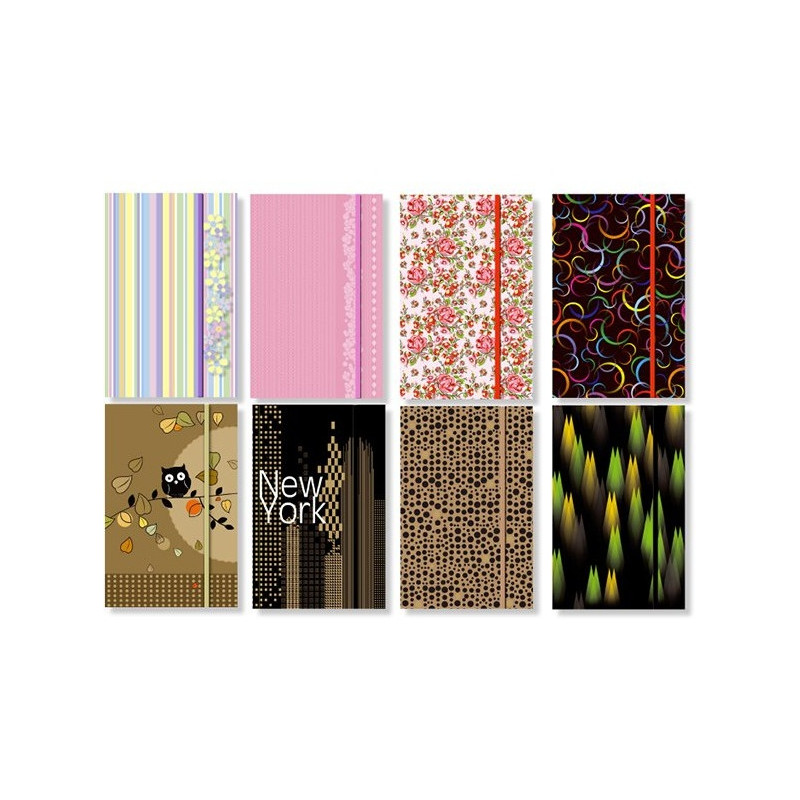 Brulion A6 z gumką 96k twarda kolorowa oprawa KRESKA