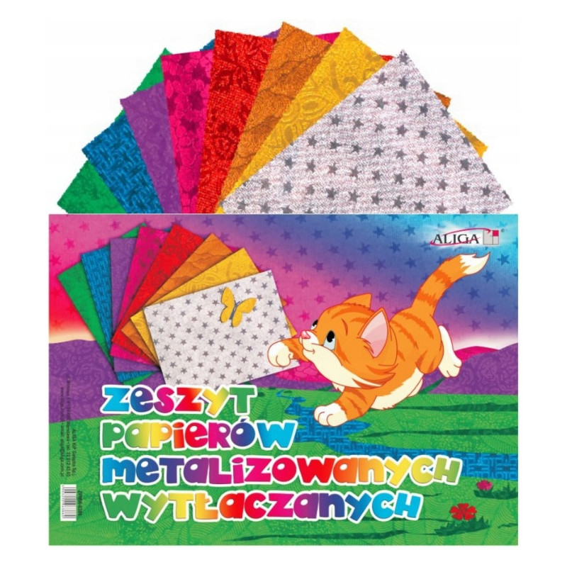 Zeszyt papierów metalizowanych wytłaczany, 8 wzorów i kolorów B5, ZPMW-6385 ALIGA