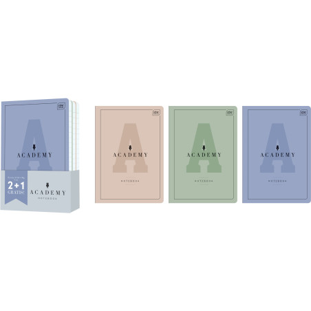 Zeszyt A5 60k linia ACADEMY Hyb. 3 sztuki INTERDRUK