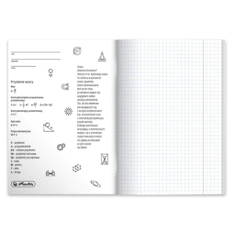 Zeszyt szkolny przedmiotowy A5 60 kartek w kratkę 70g FIZYKA 400197999 HERLITZ
