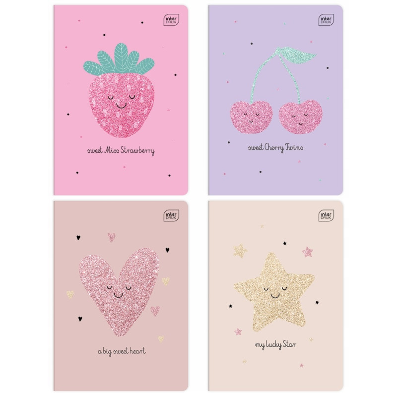 Zeszyt A5 16k 3linia GLITTER dziewczęcy INTERDRUK