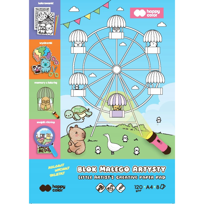 Blok kolorowanka Małego Artysty A4 Kapi Fun 120g/m2 8ark. HA 3812 2030-MAKF HAPPY COLOR