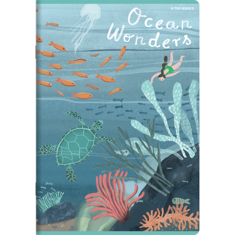 Zeszyt A5 16k 3linia kolorowa OCEAN WONDERS 400182342 TOP 2000