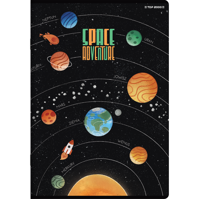 Zeszyt A5 16k 3linia kolorowa SPACE ADVENTURE 400181613 TOP 2000