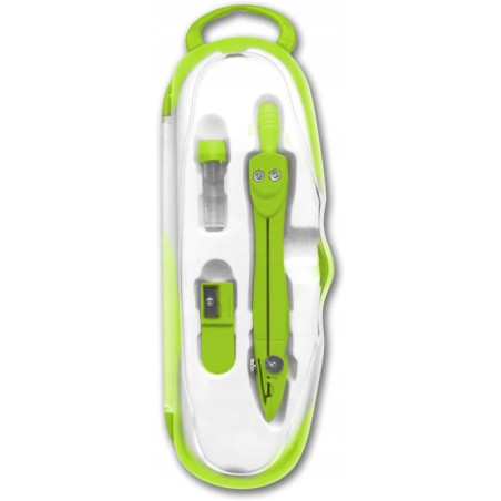 Cyrkiel szkolny z grafitem 2mm ( grafity +temperówka) PC-101 zielony w etui TT7634 PENMATE