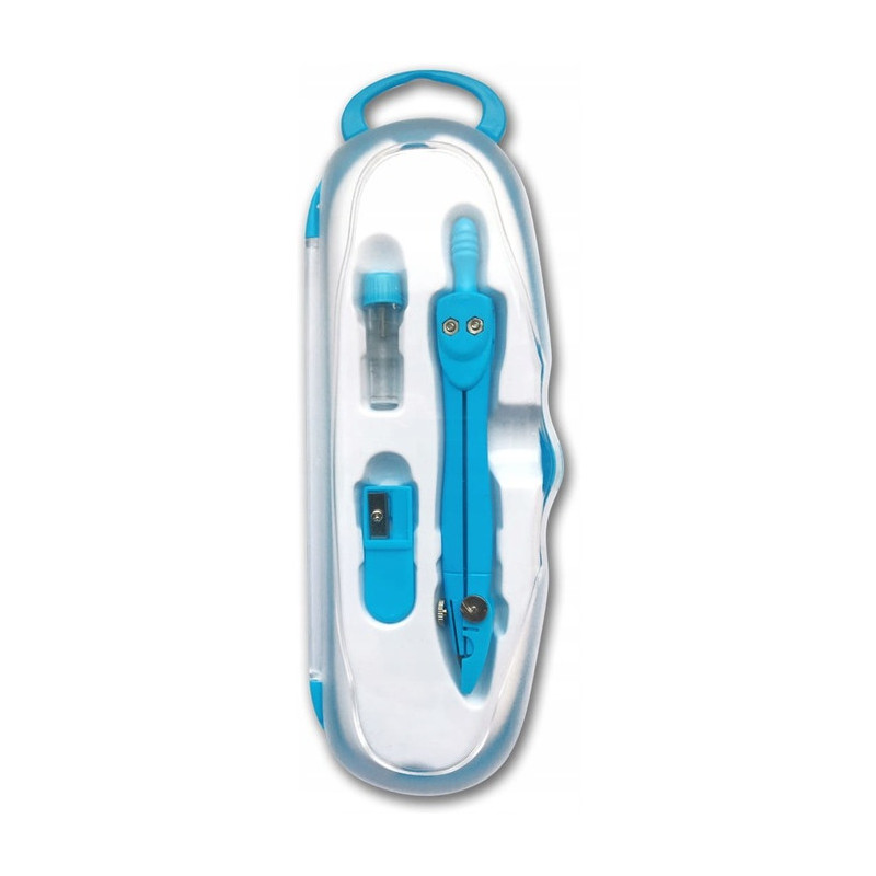 Cyrkiel szkolny z grafitem 2mm ( grafity +temperówka) PC-101 niebieski w etui TT7633 PENMATE