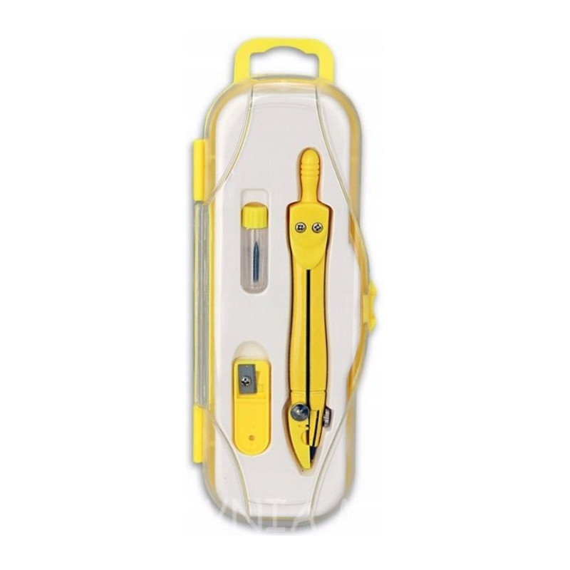 Cyrkiel szkolny z grafitem 2mm ( grafity +temperówka) PC-101 żółty w etui TT7632 PENMATE