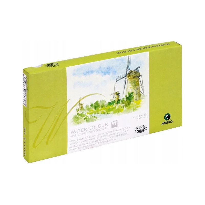 Farby akwarelowe 12 kolorów 12ml. E1336 MARIES 170- 1908