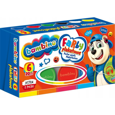 Farby plakatowe dla dzieci Zestaw 6 kolorów x 20ml BAMBINO St.Majewski