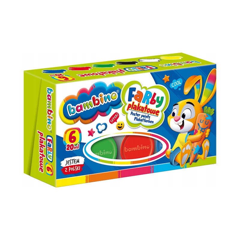 Farby plakatowe dla dzieci Zestaw 6 kolorów x 20ml BAMBINO St.Majewski