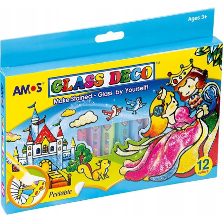 Farby witrażowe AMOS GD10P12R - 10.5mlx12 kolorów 170-1045