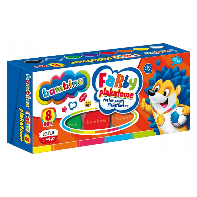Farby plakatowe dla dzieci Zestaw 8 kolorów x 20ml BAMBINO St.Majewski
