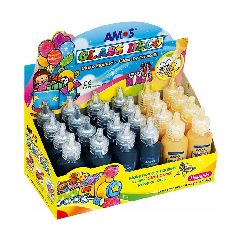 Farby witraż.GD22D24BG-KONTURY(24)AMOS 170-2298 16czarnych+8złotych