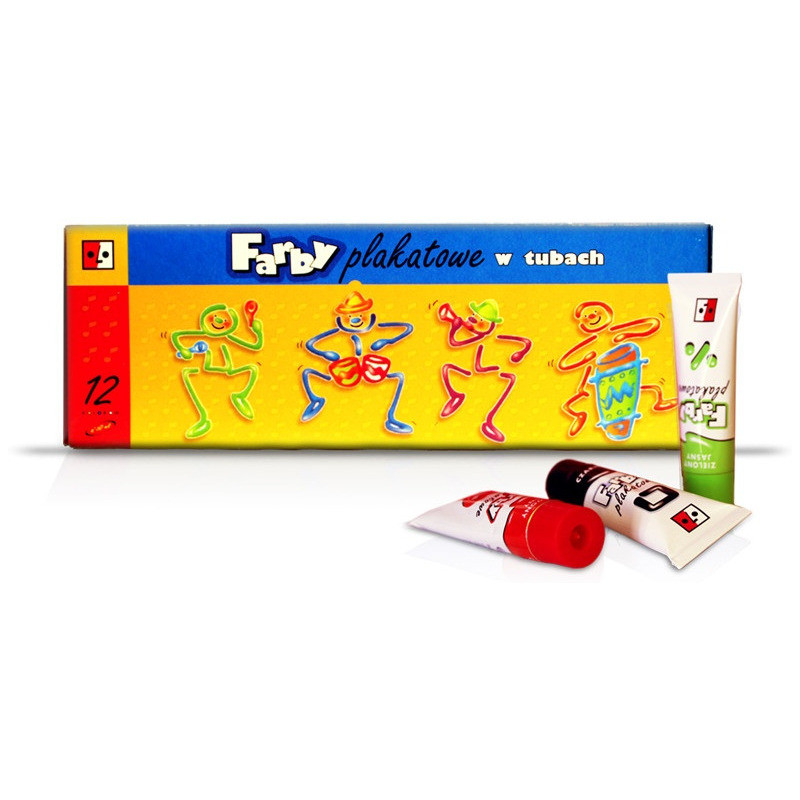 Farby plakatowe w tubach 12 kol.30ml. JEDNOŚĆ