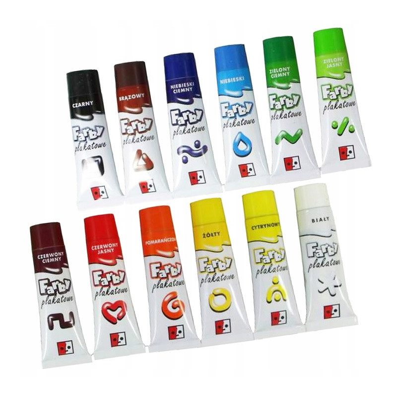 Farby plakatowe w tubach 12 kol.30ml. JEDNOŚĆ