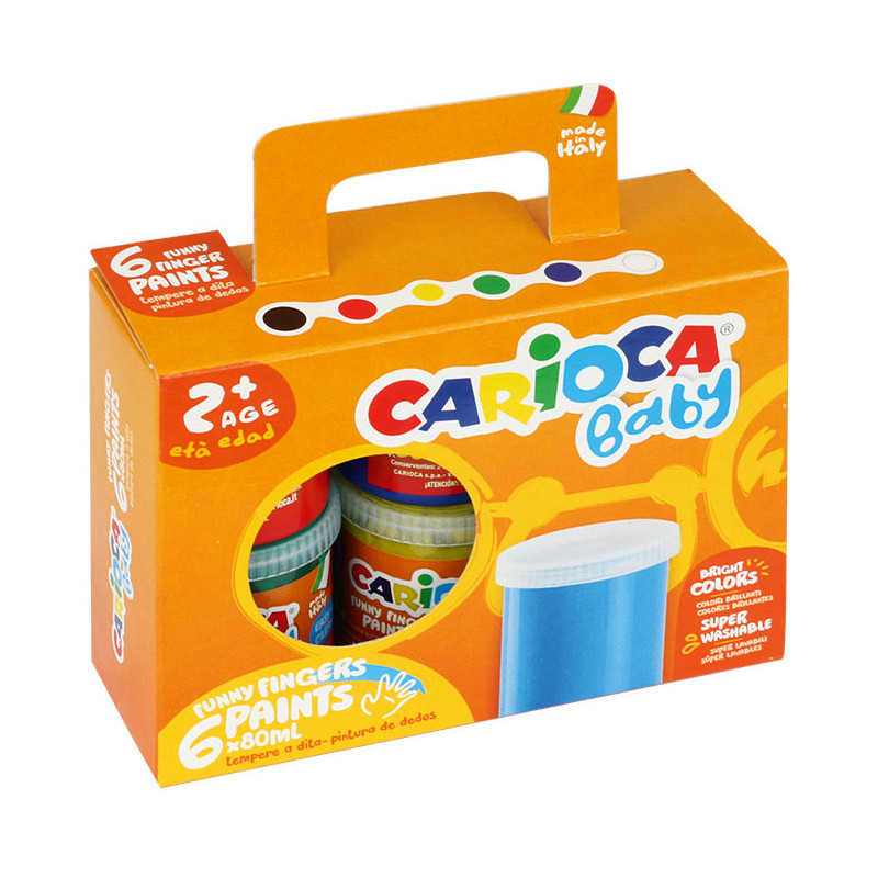 Farba tempera do malowania palcami 6kl 80ml CARIOCA 170-2275 KO023