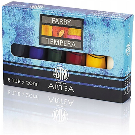 Farby tempera zestaw 6 kolorów 20ml w tubkach 83419901 ASTRA