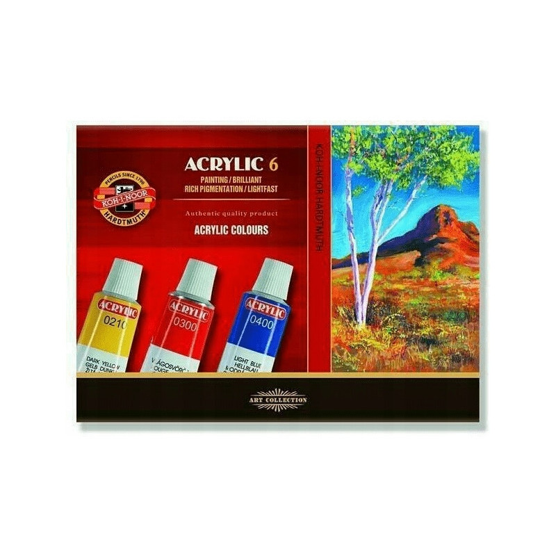 Farby akrylowe 6kolorów 14ml. 162701 KOH-I-NOOR