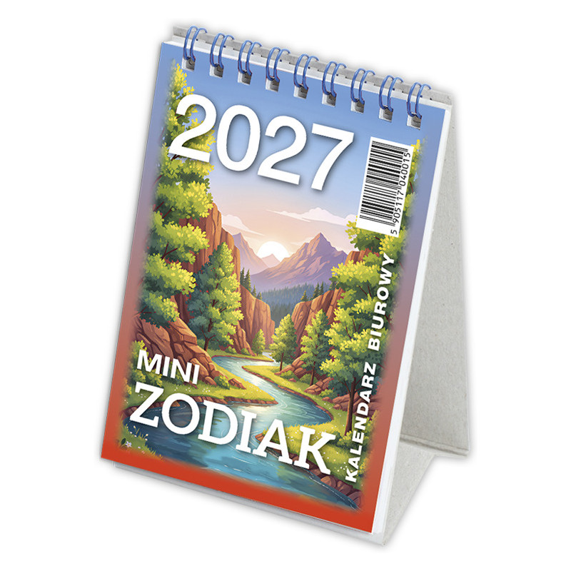Kalendarz biurowy MINI ZODIAK H7 stojący pionowy 85x120mm 2026 TELEGRAPH