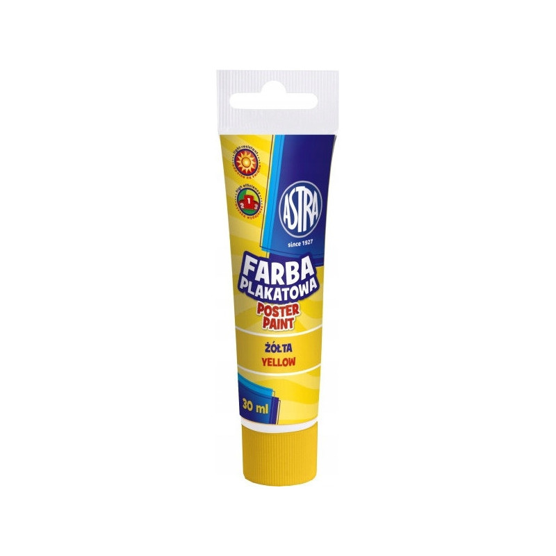 Farba plakatowa w tubkach 30ml szkolna żółta 83110915 ASTRA